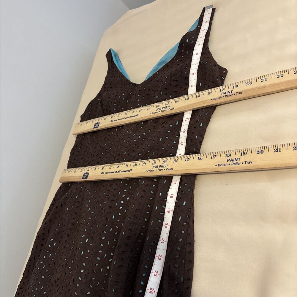 Gabriella Skye New York Dress Womens Size 12 Brown Eyelet Sleeveless Lined - Picture 9 of 10